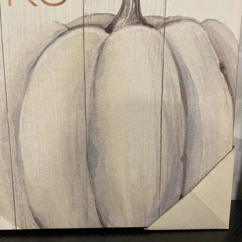 New Farmhouse Give‎ Thanks White Pumpkin PICTURE Wall Hanging